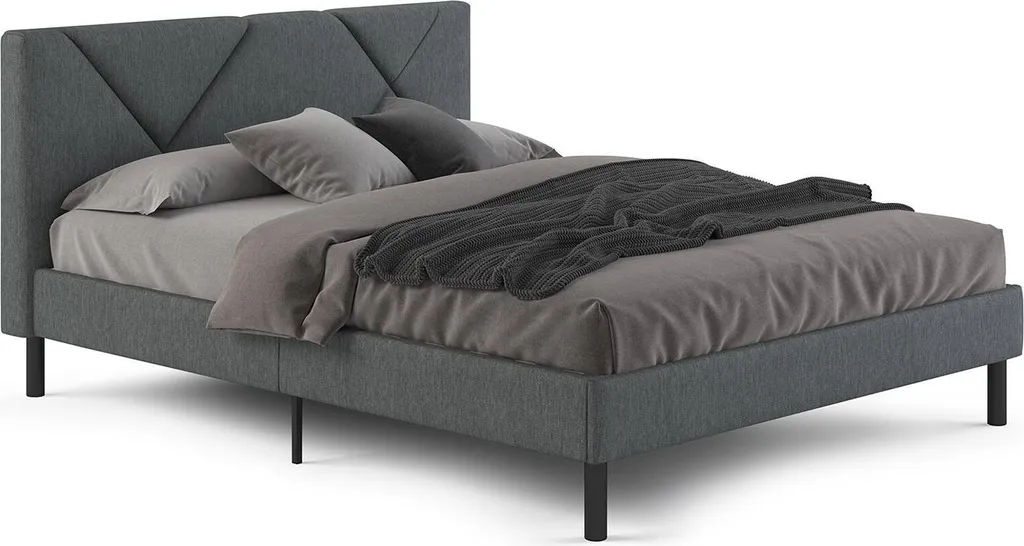 Lit Place et demie Hemera Gris avec Matelas 120x190 cm Inclus