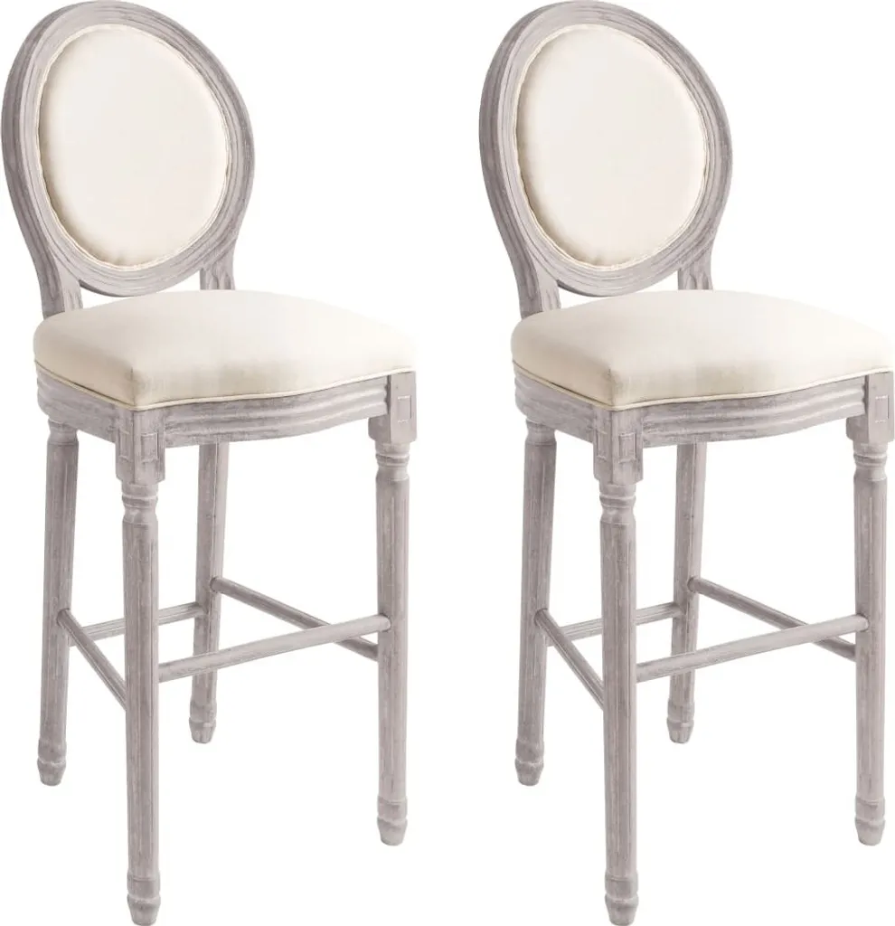 The Living Store Tabouret de bar 2 pcs Blanc en lin élégant et robuste