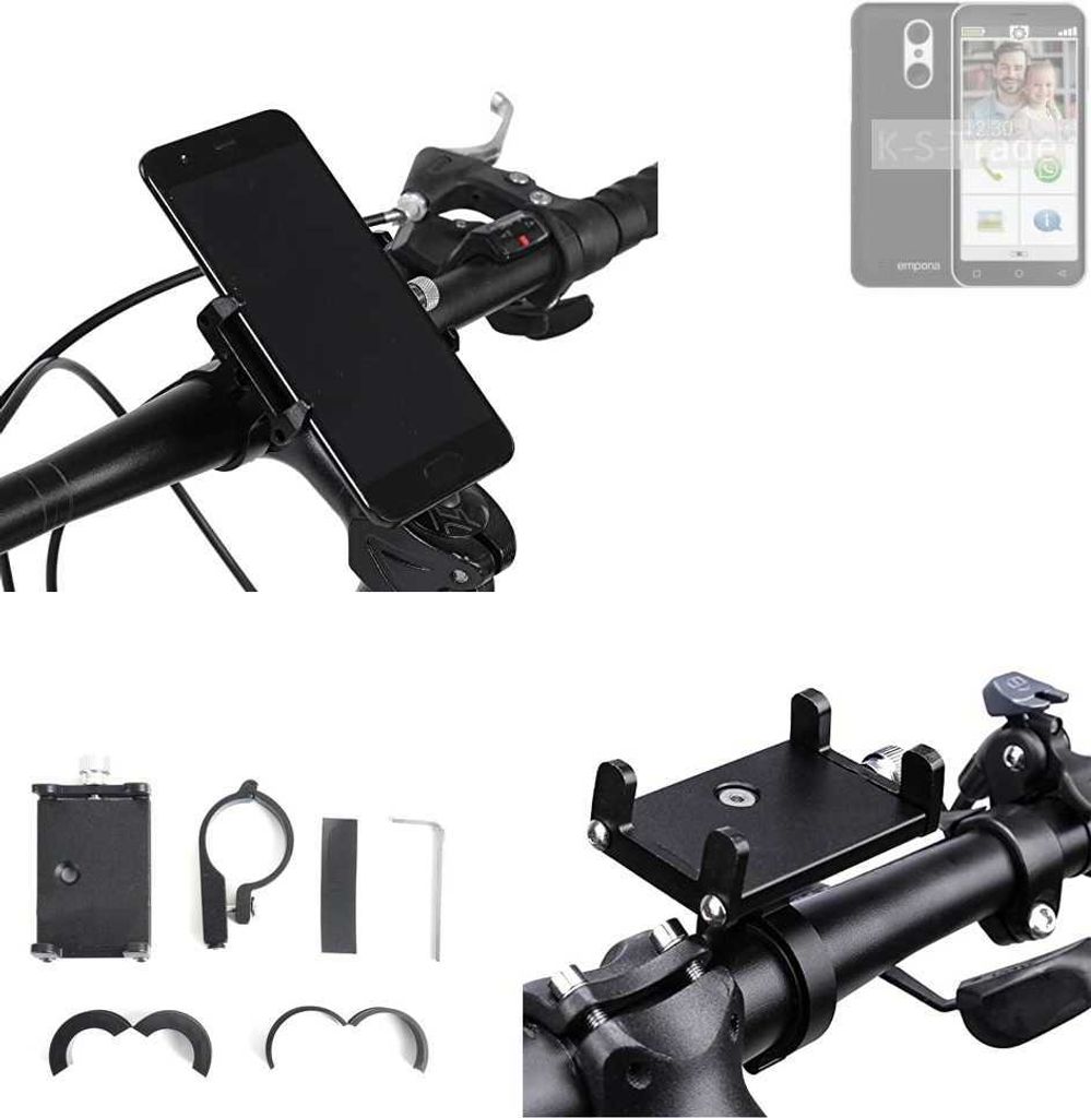 K-S-Trade Handyhalterung für das Fahrrad kompatibel mit Emporia Smart.4 Halter Lenkstange Fahrradhalterung Motorrad Bike Mount Befestigung Smartphone