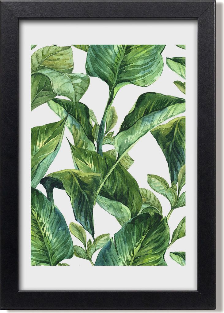 Bild 20x30 MDF-Rahmen, Wandkunst Tropische Blätter