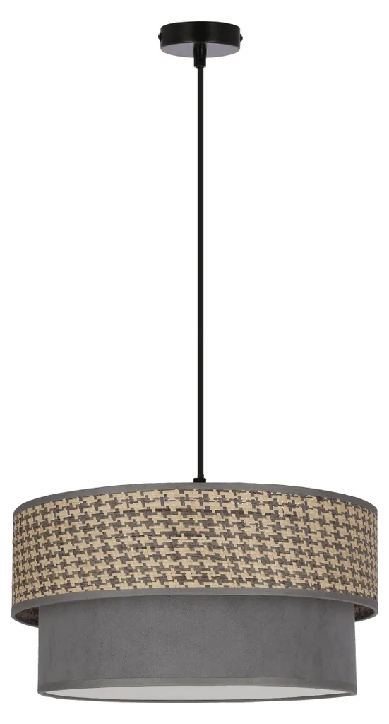 Suspension textile KARRARA E27 60W - Luminaire Noir Gris et Beige