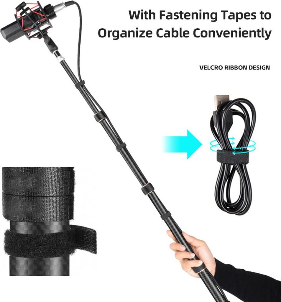 222 cm/87,4 Zoll tragbarer Stativständer für Videoleuchten aus Kohlefaser, 5 Abschnitte, verstellbar, 3 kg/6,6 Pfund Tragfähigkeit mit abnehmbar...