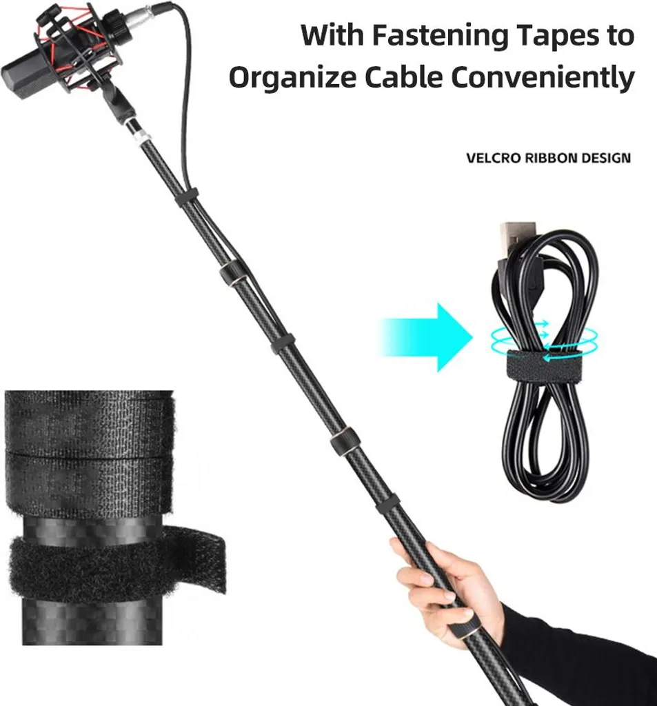 stativo portatile in fibra di carbonio da 222 cm/87,4 pollici per luci video, 5 sezioni, regolabile, capacità di carico di 3 kg con colonna centrale staccabile, vite da 1/4 e 3/8 di pollice per LED/flashlight/softbox/riflettore