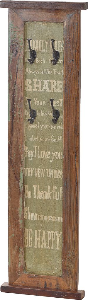 SIT Möbel Wand-Garderobe bunt lackiert | 4 Doppel-Haken aus Metall schwarz | Altholz natur | B 35 x T 8 x H 110 cm | 05763-98 | Serie SPEEDWAY