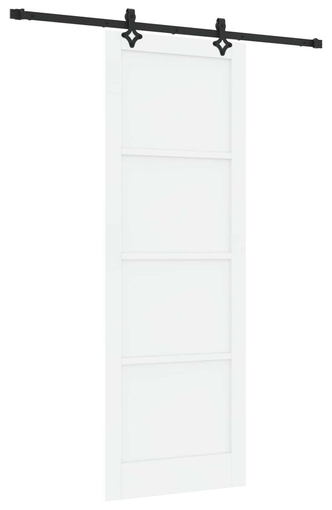 vidaXL Schiebetür Weiß und Schwarz 83 x 232 cm Massives Kiefernholz