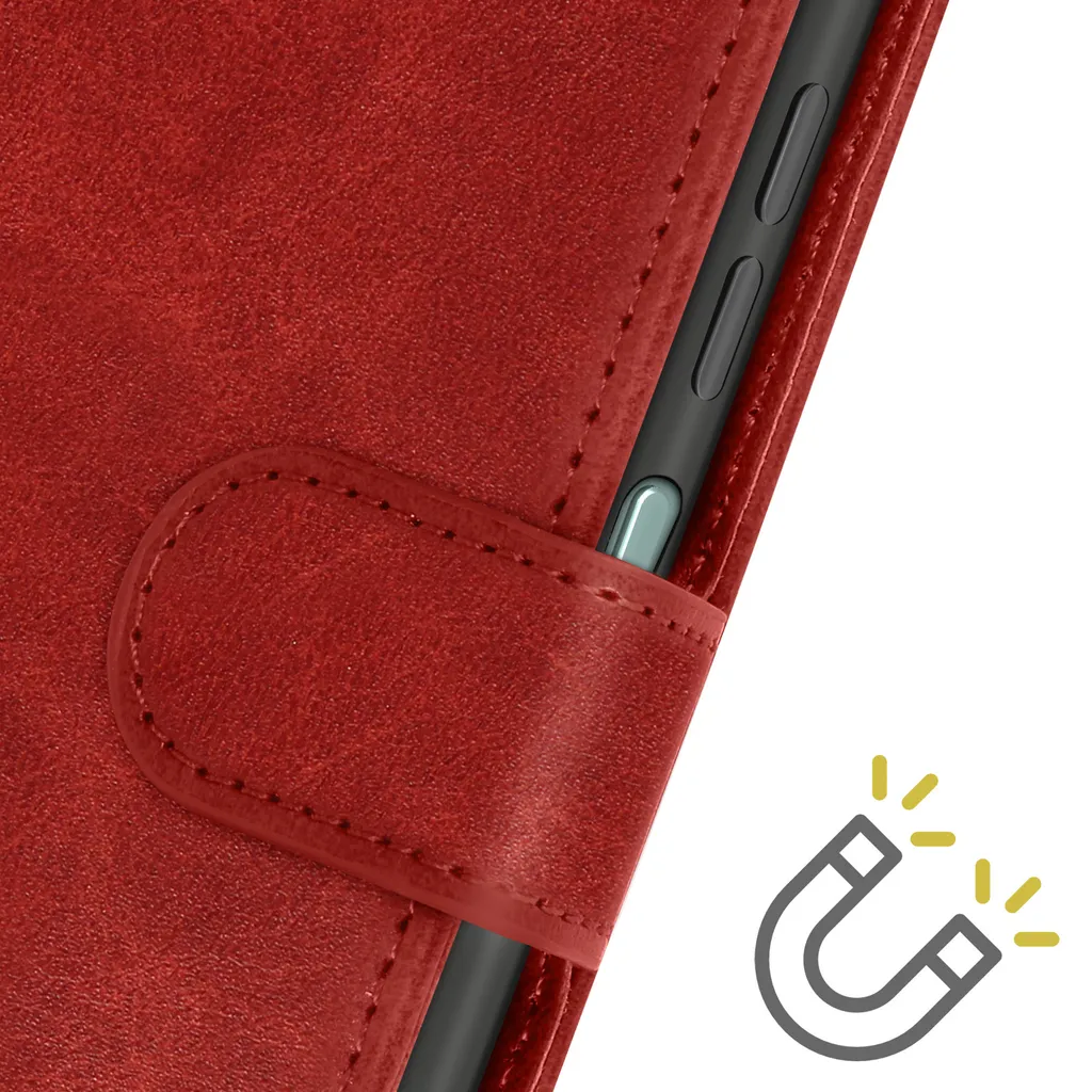 Oppo A58 Custodia Avizar Rossa con Laccetto - Portafoglio e Stand - 4