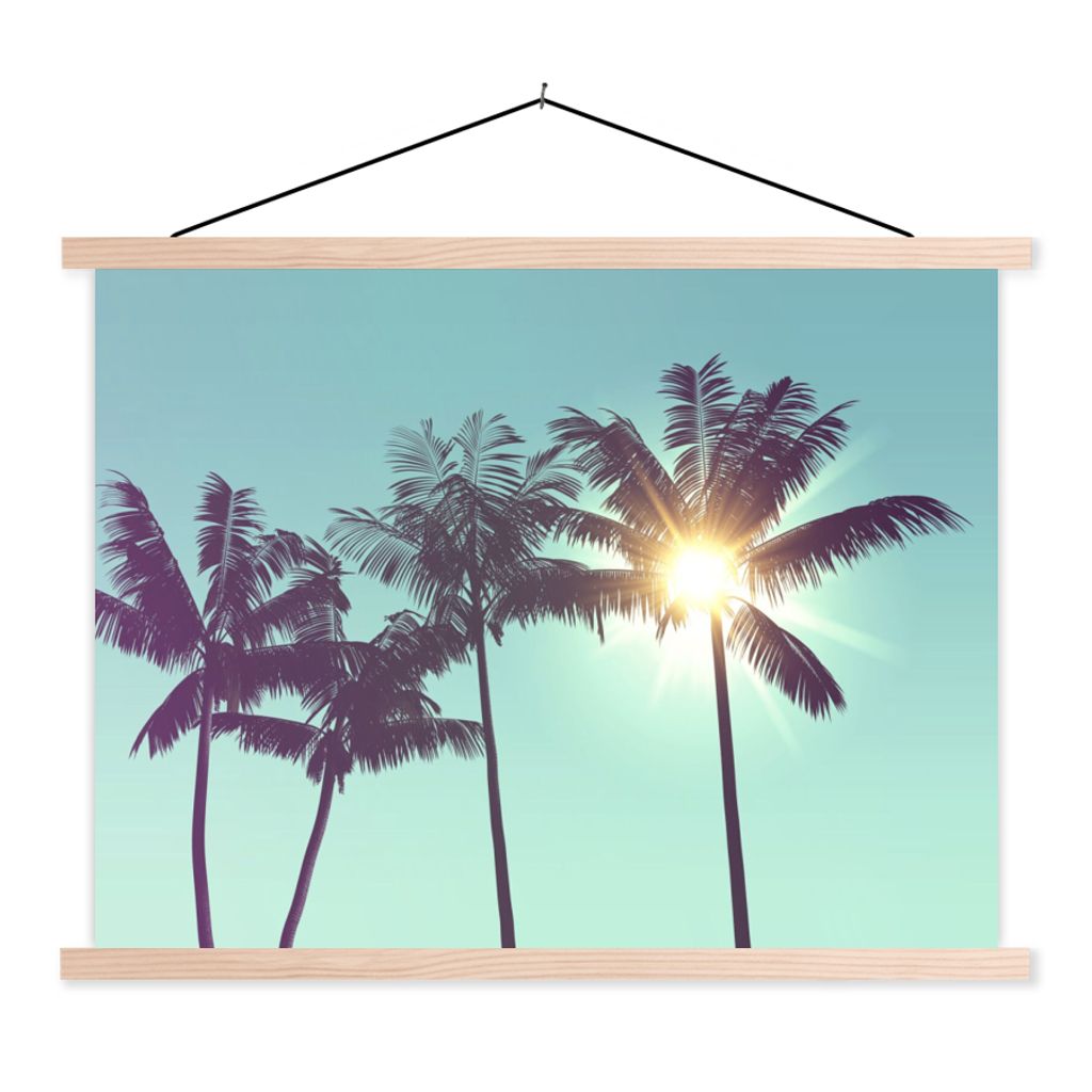 MuchoWow Textilposter Palmen - Sommer - Sonne 60x45 cm mit holzfarbenen Rahmen - Bild