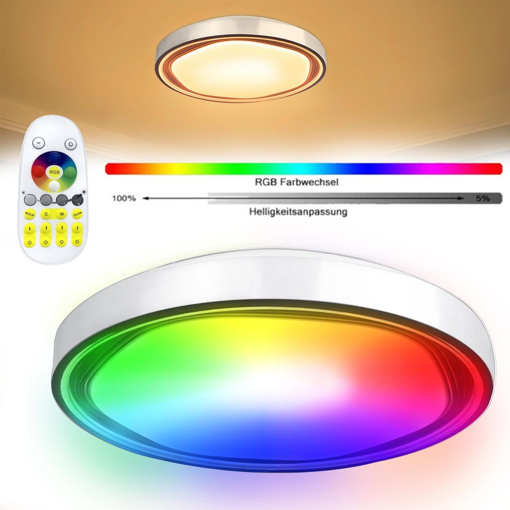 XINZI 60W LED Deckenleuchte , RGB Farbwechsel Deckenlampe mit Fernbedienung, Deckenbeleuchtung Sternenhimmel Lampe(Weiß)