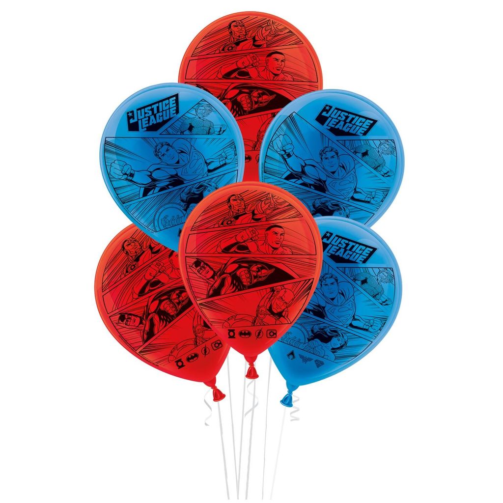 Justice League Latexballons Set 25 cm 10 Stk. Luftballons für Gas oder Helium für Kindergeburtstag Helden