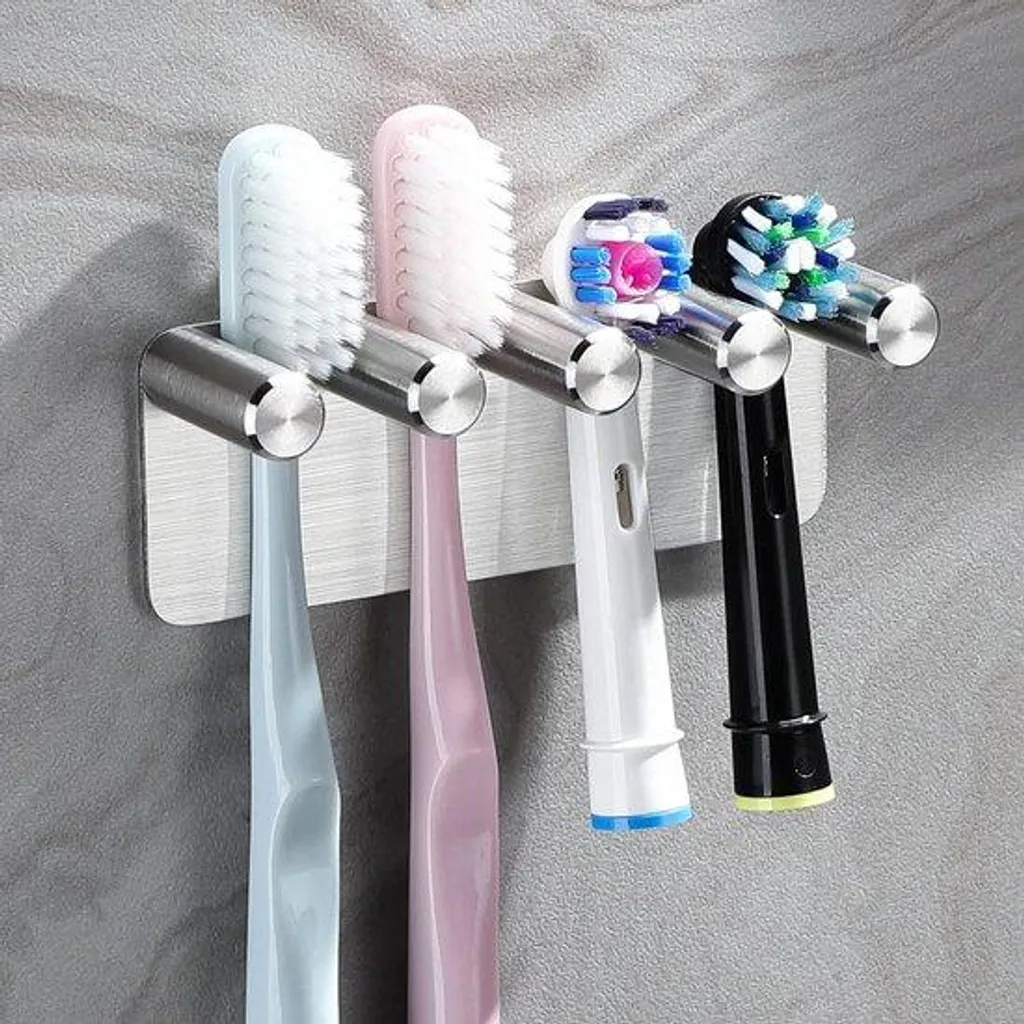 Rangement brosse à dents électrique mural inox pour salle de bain
