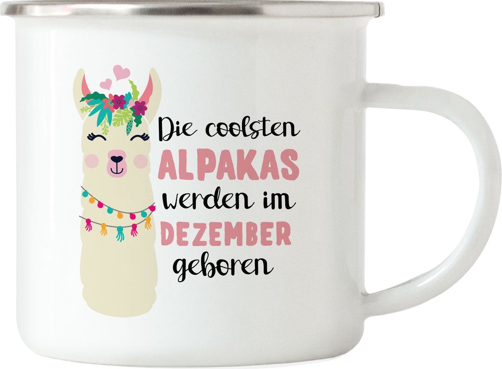 Die Coolsten Alpakas Werden im Dezember Geboren Emaille Tasse Wunschmonat Geschenkidee Geburtstag