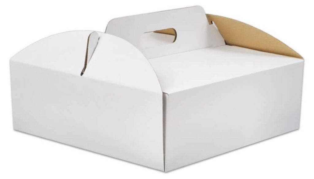KAPAK, boîte à gâteaux en carton blanc avec poignée, Image du produit 