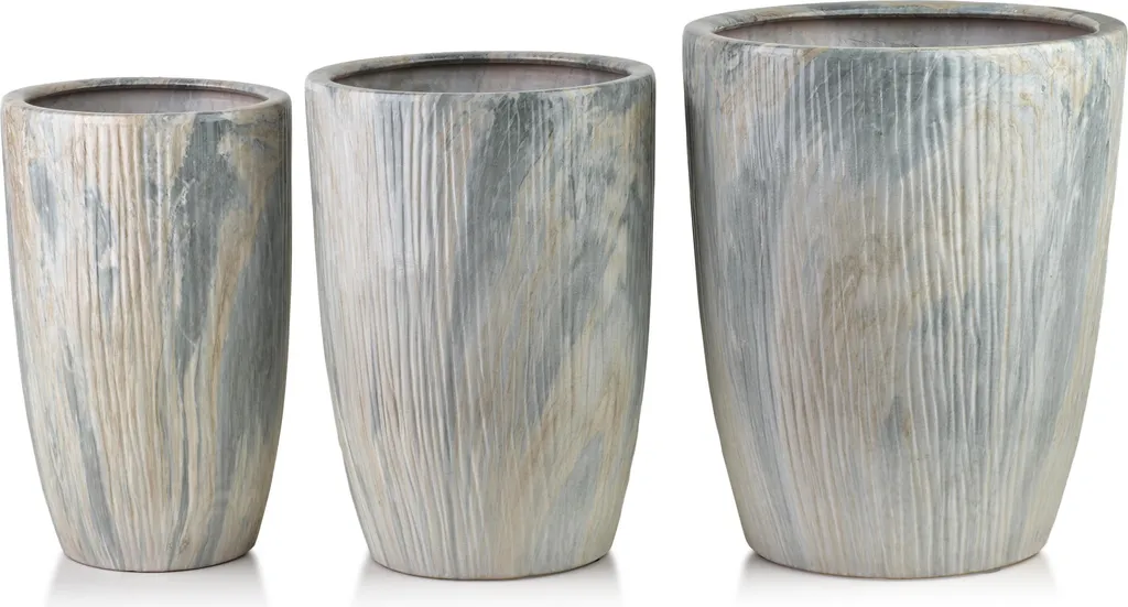 Grand cache-pot céramique gris Neva Marble pour salon et bureau - Lot 3