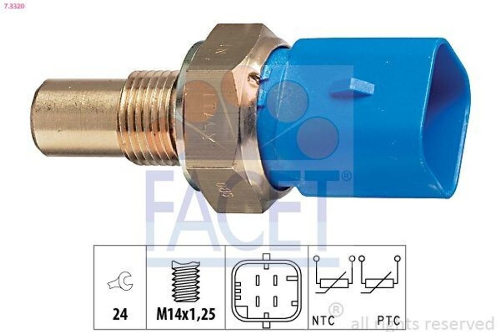 FACET Kühlmitteltemperatursensor 7.3320 passend für PEUGEOT 206 Schrägheck (2A/C)