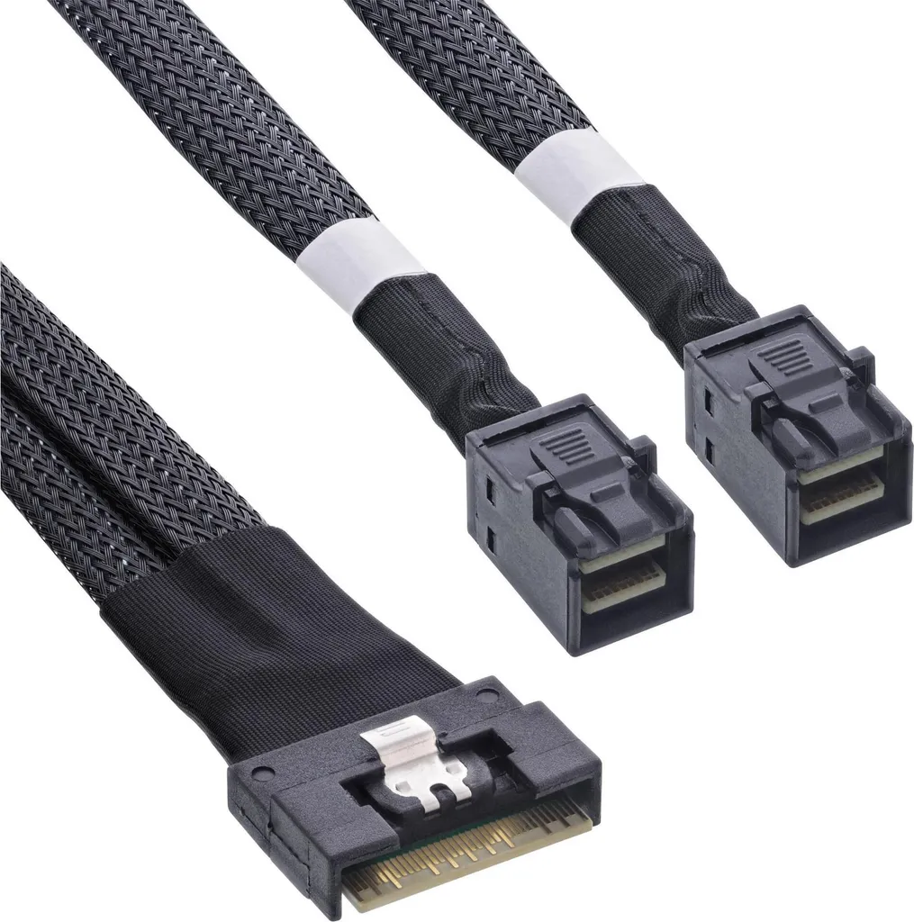 Cavo InLine Slim SAS 8i SFF-8654 a 2x SFF-8643 1m | Velocità NVMe