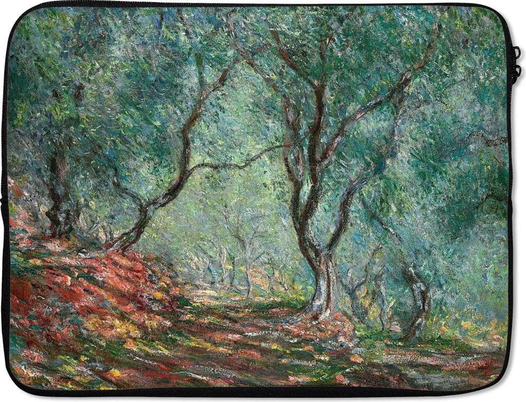 MuchoWow Laptop Hülle 17 Zoll Laptoptasche Olivenbäume im Garten von Moreno - Gemälde von Claude Monet - Zipper - Schutzabdeckung