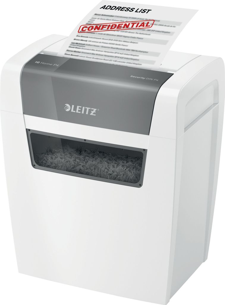 LEITZ IQ Home Aktenvernichter mit Partikelschnitt P-4, 4 x Produktbild