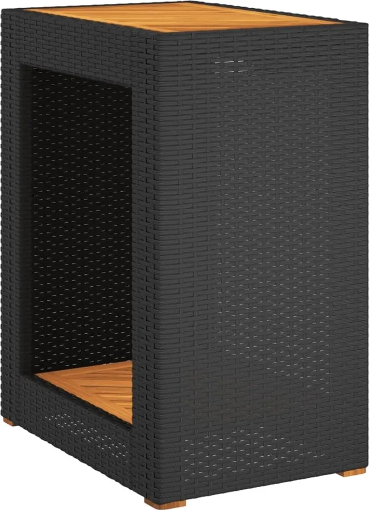 Occasione Tavolino Giardino Rattan Nero Piano Legno | Arredo Terrazzo