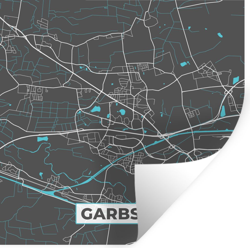 MuchoWow Wandtattoo Wandsticker Wandaufkleber Karte - Stadtplan - Garbsen - Deutschland - Blau 30x30 cm Selbstklebend und Repositionierbar - Repo...