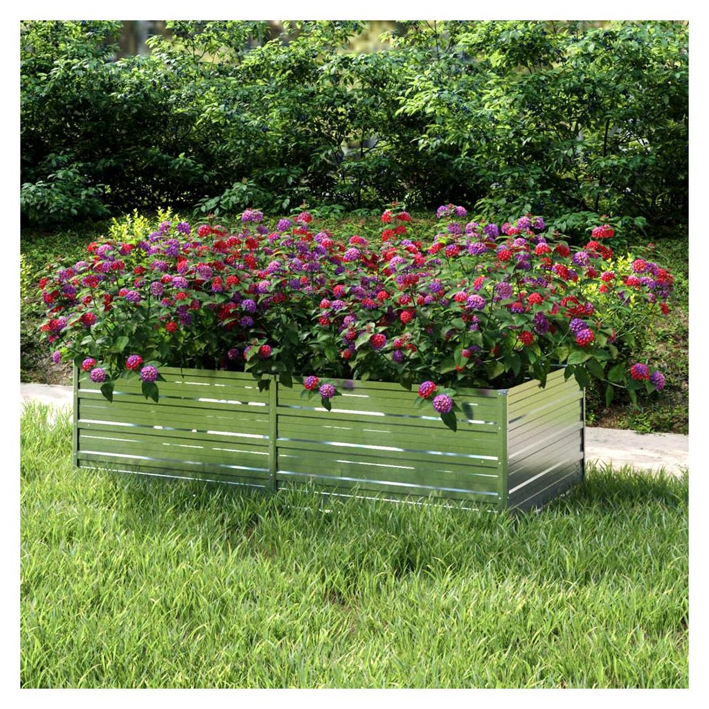 Garten-Hochbeet 160x80x45 cm aus verzinktem Stahl in Silber