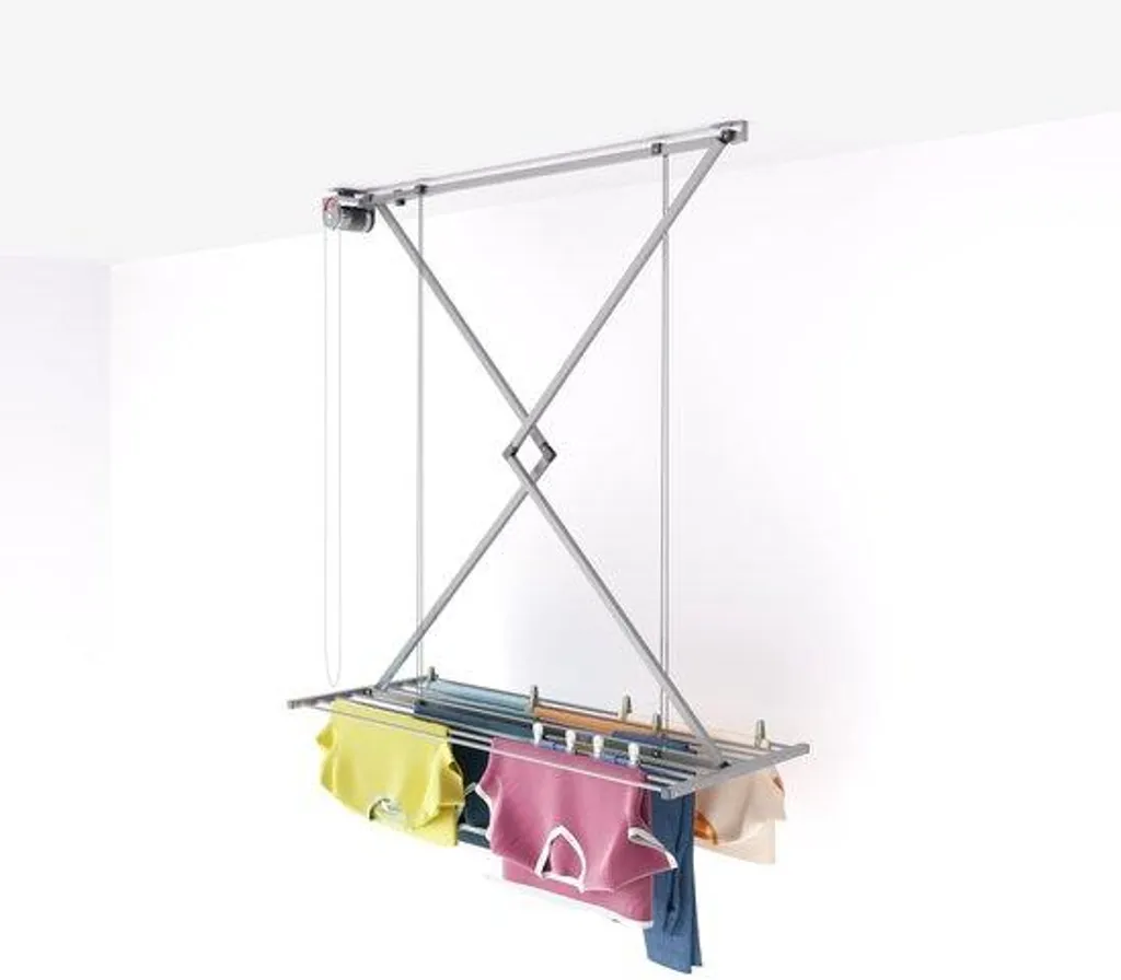 Étendoir à linge pliable gris en aluminium - Séchoir compact gain de place