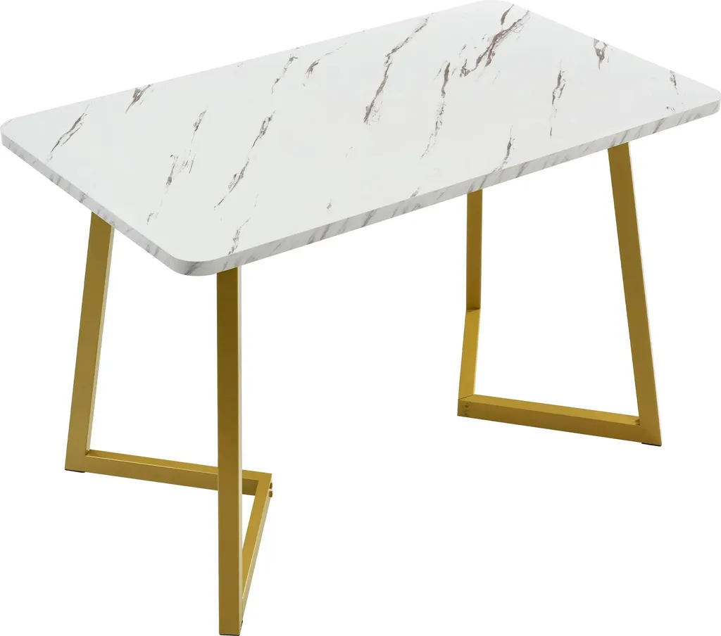 Table à manger rectangulaire 117x68 cm en MDF gris clair et métal