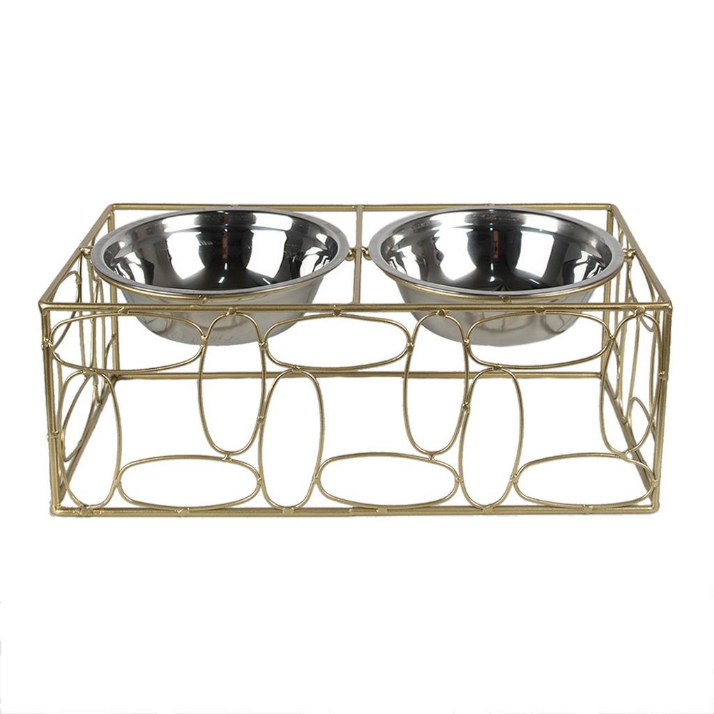 Clayre & Eef Krippenhund 2x500 ml Goldfarbig Eisen