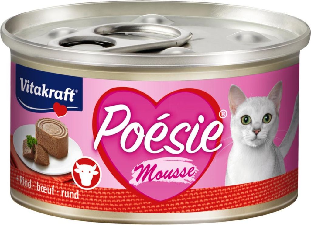 Vitakraft Katzenfutter Poesie Mousse, Rind - 12 Dosen