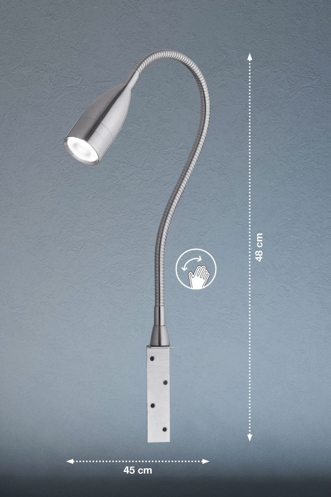 FISCHER & HONSEL Bettleuchte STEN T 45 cm grau Produktbild 
