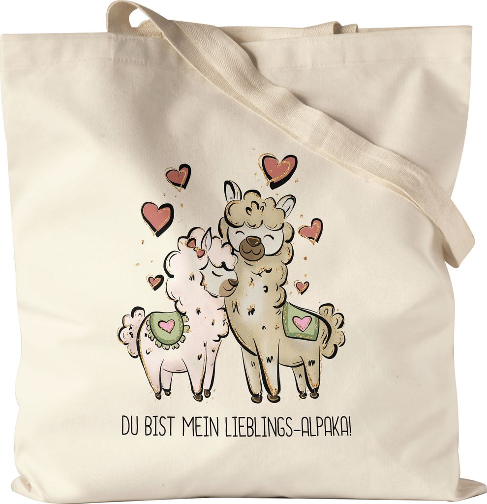 Alpaka Lieblingsalpaka Jutebeutel Valentinstag Freundin Freund Süß Geschenkidee Paar Liebe Couple Jahrestag Baumwolle