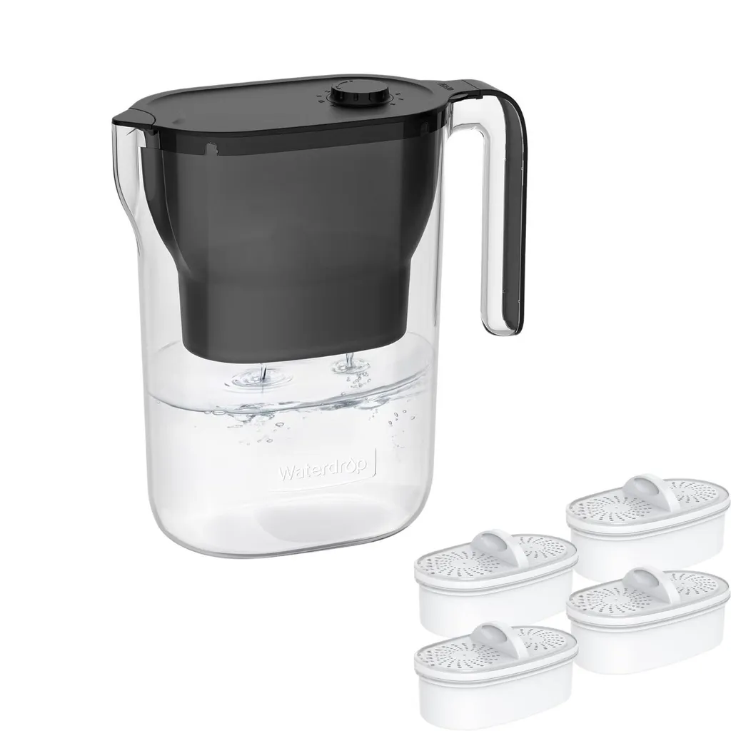 Waterdrop Caraffa Filtrante 2,5L Nero - Acqua Purissima NSF con 4 Filtri
