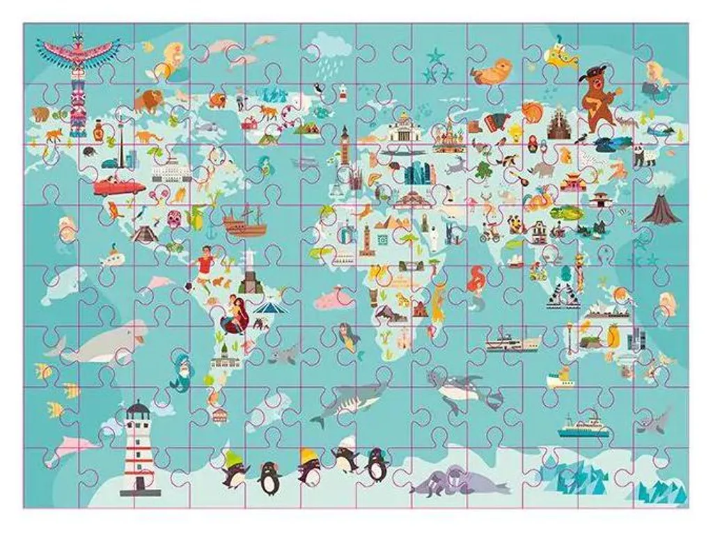 Puzzle Carte du Monde Grafix 35x48 cm : Idéal pour l'Apprentissage