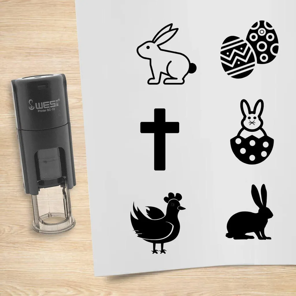 CombiCraft Pasqua Set 6 Pezzi Timbri Auto-inchiostranti Nero Professionale