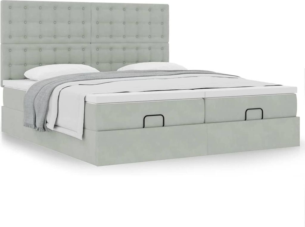Maison Exclusive - Ottoman-Bett mit Matratzen Hellgrau 180x200 cm Samt