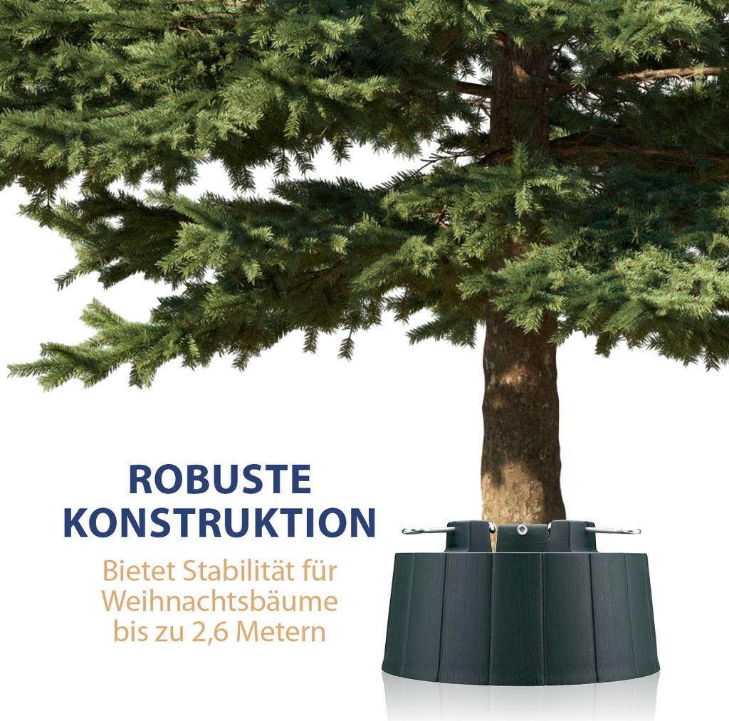 Weihnachtsbaumständer Mit Wassertank – Handgefertigt Aus Metall, Rostgeschützt, Für Innen & Außen – Stabil Für Große Bäume, 41 Cm Bodenplatte