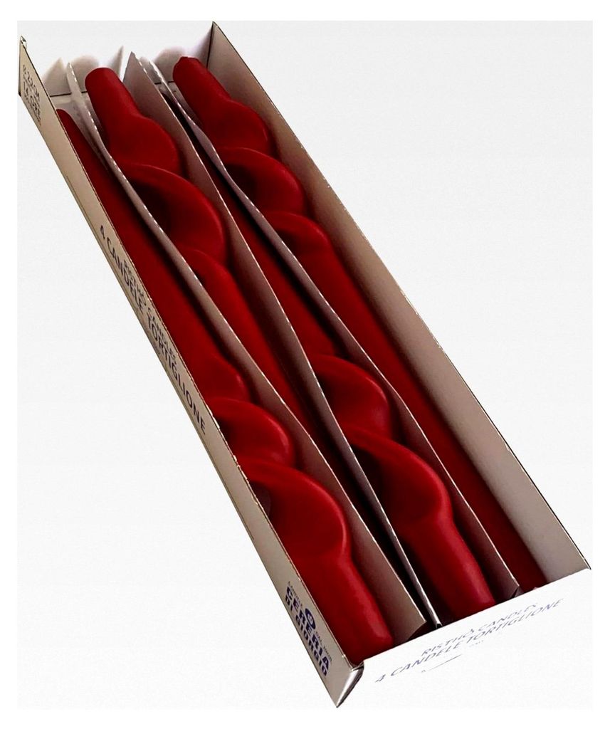 Set aus 4 handgefertigten Kerzen mit Spirale Voluta – Höhe 30 cm – Bordeaux