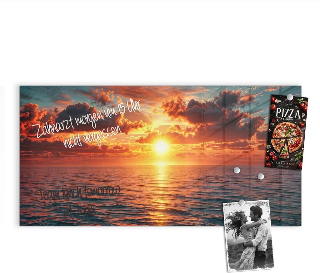 Magnettafel 100x50cm Pinnwand Whiteboard beschreibbar - Sonnenuntergang Meer