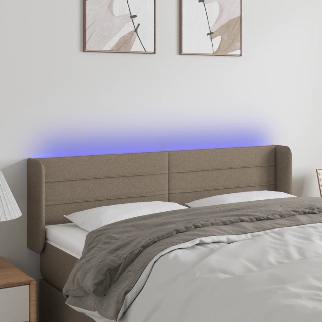 vidaXL LED Kopfteil Taupe 147x16x78/88 cm Stoff - LED Produktbild 