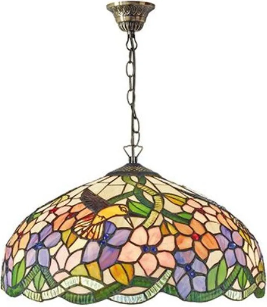 Lampe Suspendue Tiffany en Verre Multicolore Luxe 40cm Casa Padrino