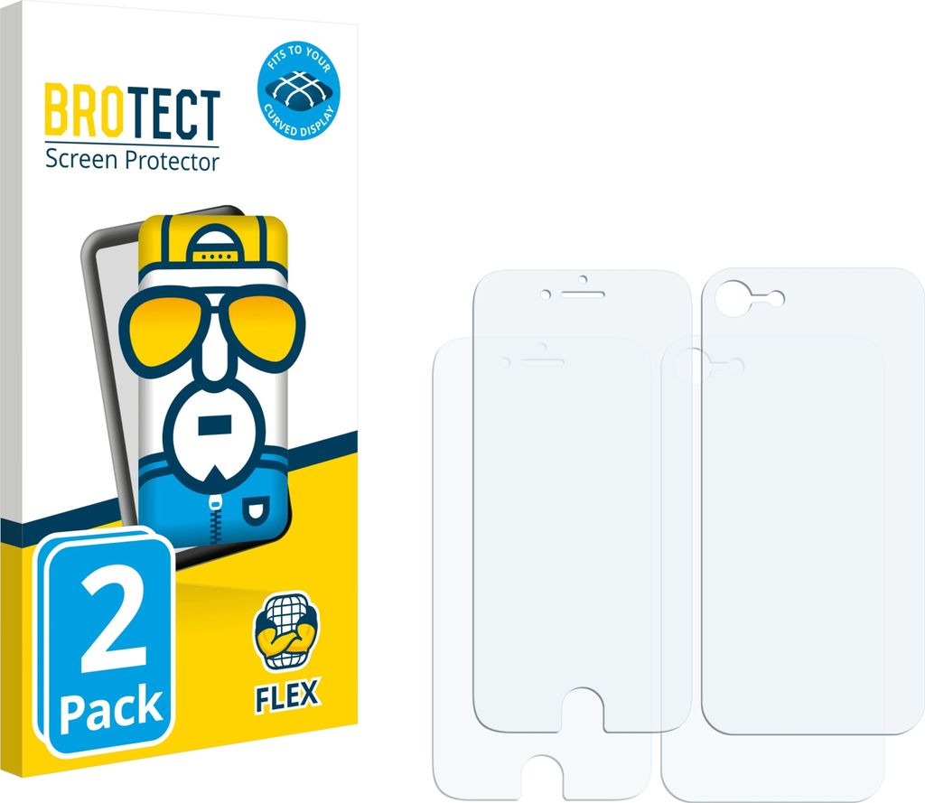 2x BROTECT Fullscreen Schutzfolie für Apple iPhone 7 / 8 (Vorder + Rückseite) Displayschutz Folie Fullcover Klar Transparent