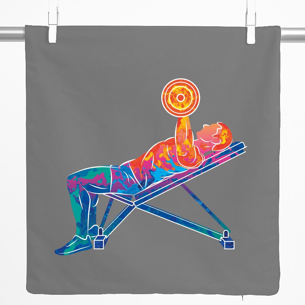 Huuraa Kissenbezug Fitness Training Bench Press bunte Silhouette 40x40cm Steel Grey Baumwolle Dekokissenbezug Geschenkidee