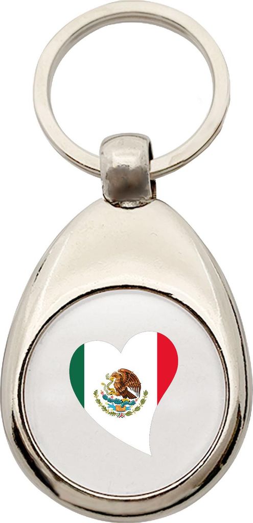 Huuraa Schlüsselanhänger Mexiko Flagge Herz Metall Schlüsselring Einkaufswagenchip Geschenkidee