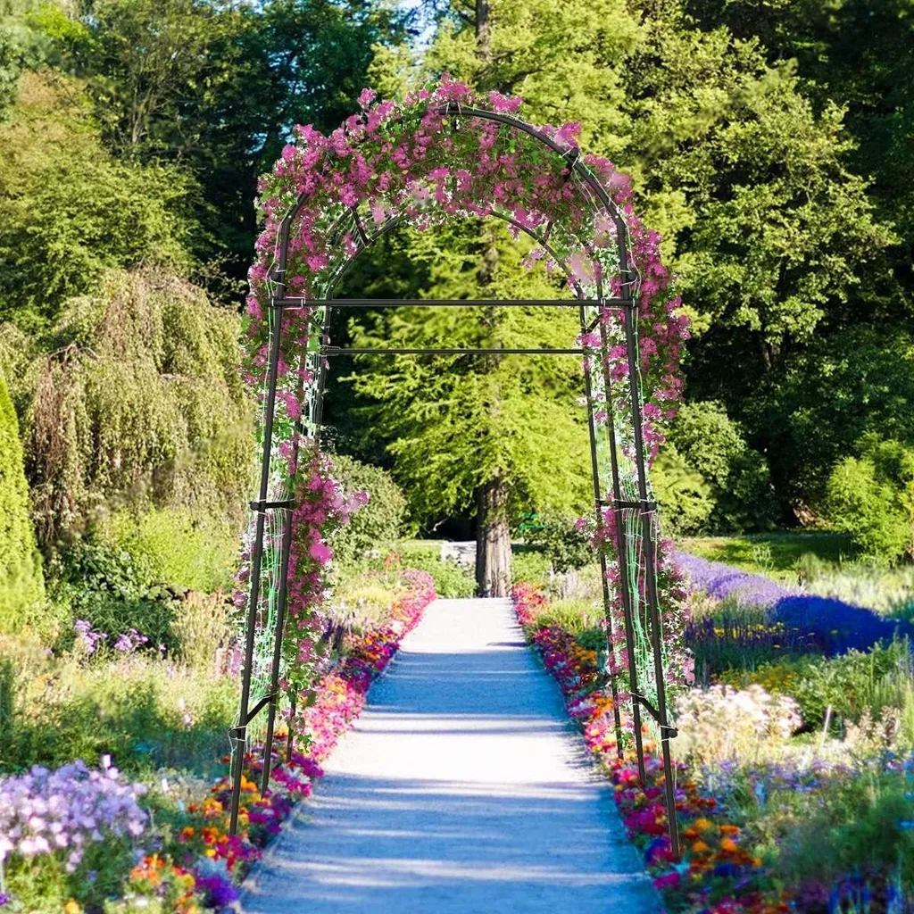 Passage fleuri pour allée de jardin, arche métallique 230cm pour mariage