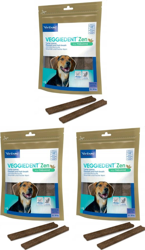Virbac Veggiedent ZEN - Zahnpflege für Hunde in Größe M, 15 Stück pro Packung