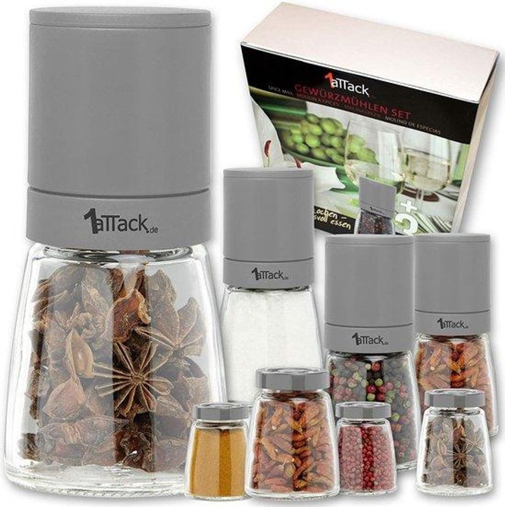 Graue 4er-Set Pepermühle 140ml