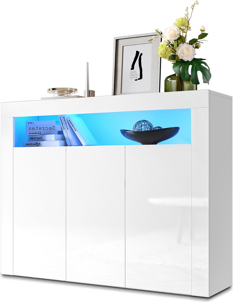 SONNI szafki do salonu komody z oświetleniem led biały Zdjęcie produktu 3