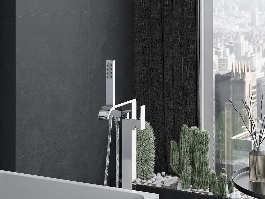 Robinet de baignoire mural chromé Lava - Mitigeur bain-douche chic