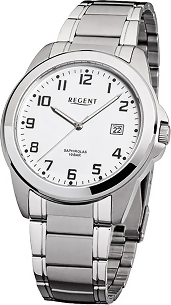 Montre homme pour costume Regent F-923 grise et argent en acier brossé