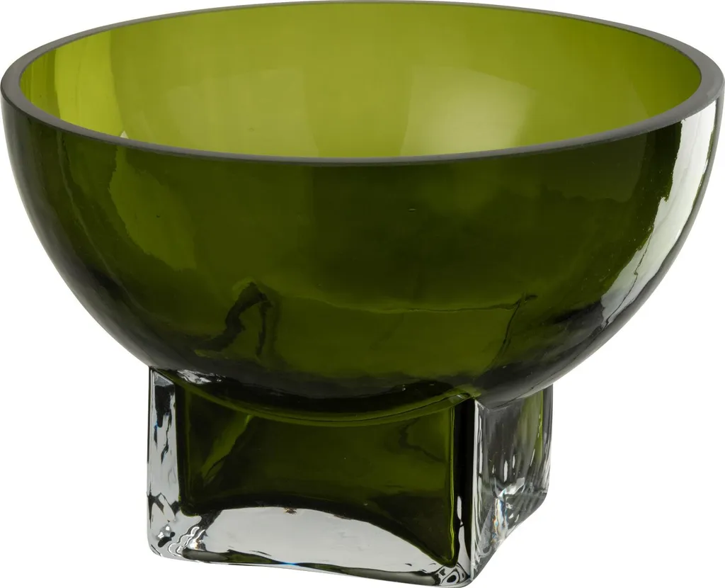 Petit Vase en Verre Vert Olive Carol Glas pour Décoration d'Intérieur