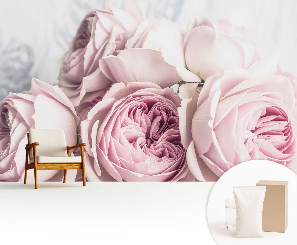 Fototapete - 416x254 cm - Tapete - Wandtapete - Wandbilder - Dekofolie - Tapete Folie - Wand - Dekoration - Wohnzimmer - Rosa Rosen